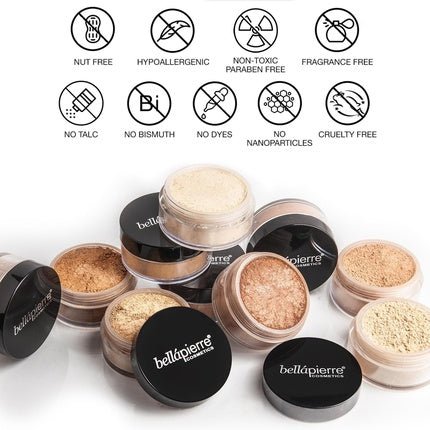 Bellapierre Mineral Foundation Powder Full Coverage SPF 15 Vegan Cruelty - Free Oil Talc Free Hypoallergenic 9 Grams Porcelain MF0.5 - Maison des fragrances