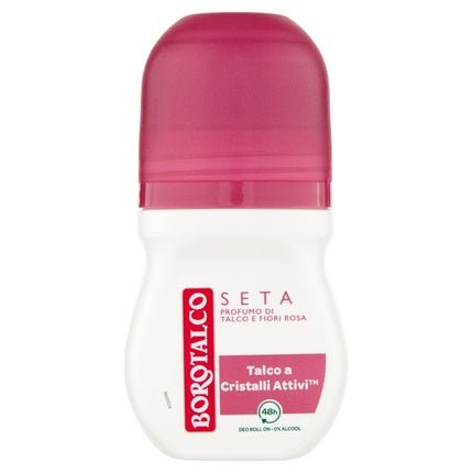 Borotalco Silk Roll On Deodorant with Alcohol-Free Formula and Talc with Active Crystals Triple Protection Talc and Pink Flowers 48 Hour Effectiveness Déodorant (Déo) Mixte - Maison des fragrances