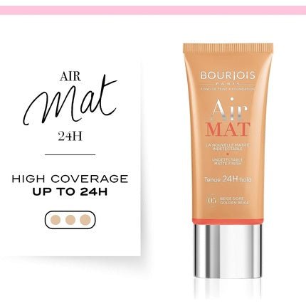 Bourjois Air Mat 24H Liquid Foundation High Coverage 5 Golden Beige 3ml - Maison des fragrances
