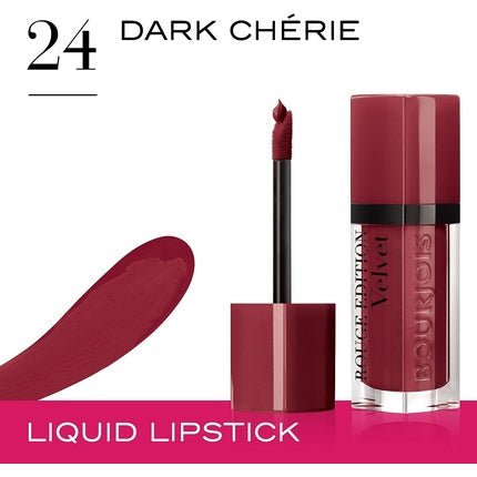 Bourjois Rouge Edition Velvet Liquid Lipstick 24 Dark Cherie Reds 7.7ml - Maison des fragrances