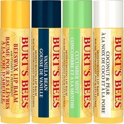 Burt's Bees Lip Balm Gift Set - Beeswax, Vanilla Bean, Cucumber Mint, Coconut - Maison des fragrances