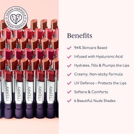 By Terry Hyaluronic Hydra - Balm Hydrating Lipstick for Soft Plump Lips with UV Defense Color Shine Vegan Dare to Bare - Maison des fragrances