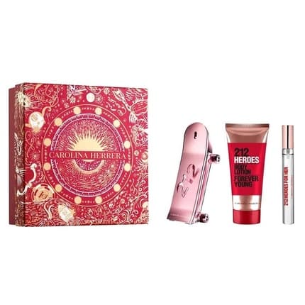 Carolina Herrera 212 Heroes For Her Eau de Parfum Vaporizer 2.7 Fl Oz Body Lotion 3.4 Fl Oz Eau de Parfum Roll-On 0.34 Fl Oz - Maison des fragrances