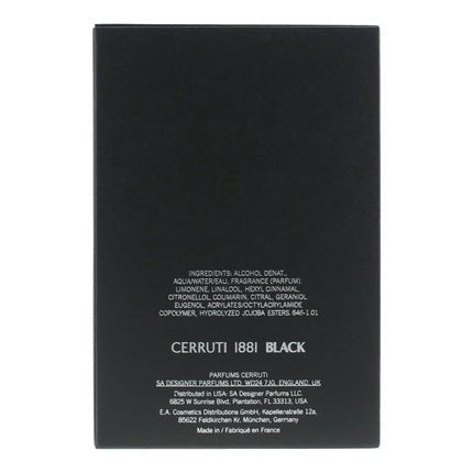 Cerruti 1881 Black Pour Homme 100ml Eau de Toilette Spray - Maison des fragrances