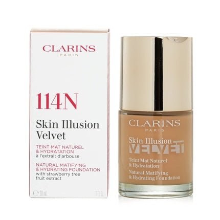 Clarins Paris Skin Illusion Velvet Natural Matifying & Hydrating Foundation 114N 30ml - Maison des fragrances