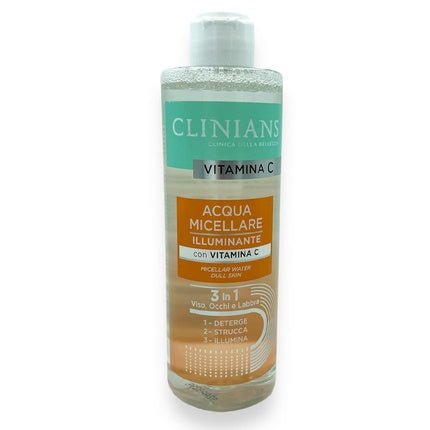 CLINIANS Micellar Water for Brightening Face, Eyes, and Lips 3 in 1 with Vitamin C 400ml - Maison des fragrances