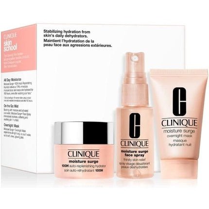 Clinique Moisture Surge Skincare Set with Auto - Replenishing Hydrator, Face Spray, and Overnight Mask - Maison des fragrances