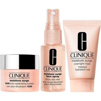 Clinique Moisture Surge Skincare Set with Auto - Replenishing Hydrator, Face Spray, and Overnight Mask - Maison des fragrances