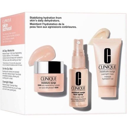 Clinique Moisture Surge Skincare Set with Auto - Replenishing Hydrator, Face Spray, and Overnight Mask - Maison des fragrances