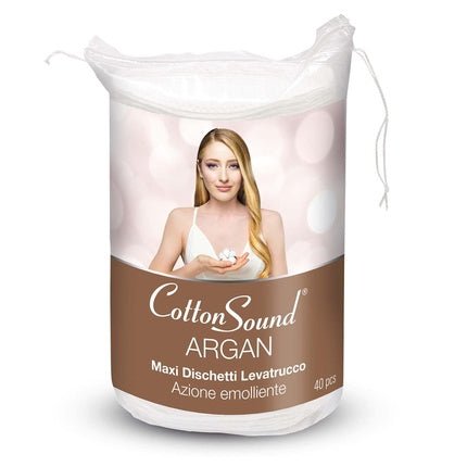 Cotton Sound Argan Maxi Makeup Pads 40 Pieces with Microencapsulated Argan Oil - Made in Italy - Maison des fragrances