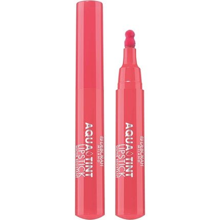 Deborah Aqua Tint Lipstick N.07 Coral Red Brush Format Extreme Hold No Transfer Water Resistant With Aloe Vera Ultralight Satin Finish Texture - Maison des fragrances