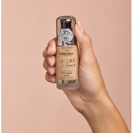 Deborah Milano 24 Hours Liquid Foundation Perfect Moisturizing SPF 20 30ml No.6 Caramel - Maison des fragrances