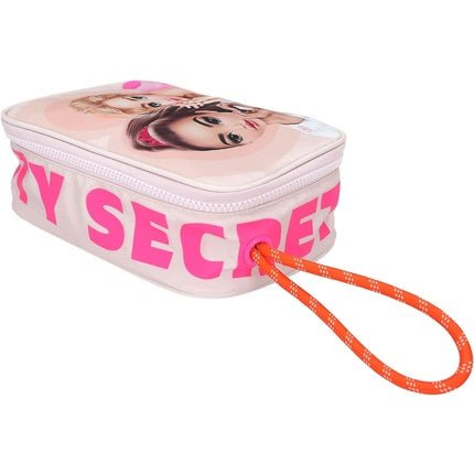 Depesche TOPModel Beauty And Me Folding Cosmetic Bag in Pink Small Bag with Pattern Writing and Inner Compartment Multi - Coloured - Maison des fragrances