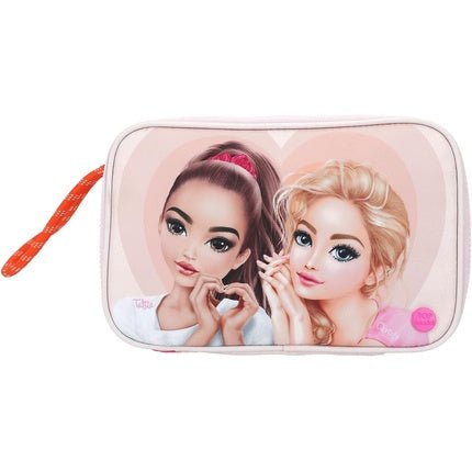 Depesche TOPModel Beauty And Me Folding Cosmetic Bag in Pink Small Bag with Pattern Writing and Inner Compartment Multi - Coloured - Maison des fragrances