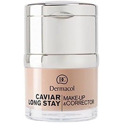 Dermacol 2 - in - 1 Long - Stay Foundation & Concealer with Caviar Extract - Hydrating Full Coverage Cream Matte Finish Sand - Maison des fragrances