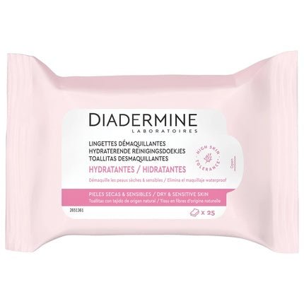 Diadermine Moisturizing Makeup Removal Wipes for Face - Pack of 25 Natural Origin Fibers - Maison des fragrances