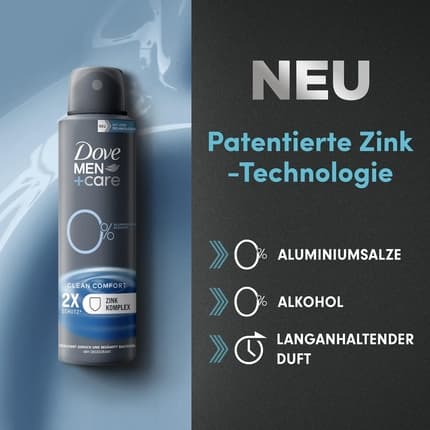Dove +Care Deodorant Clean Comfort Deodorant without Aluminum Protects 48 Hours Against Body Odor Déodorant (Déo) Homme 150ml - Maison des fragrances