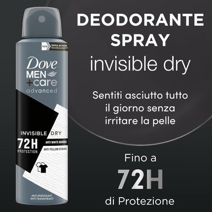 Dove + Care Invisible Dry Advanced Care Deodorant with 1/4 Moisturizing Cream Moisturizing and Stain-Repellent Formula Protection for up to 72 Hours Cedarwood Déodorant (Déo) Homme 150ml - Maison des fragrances