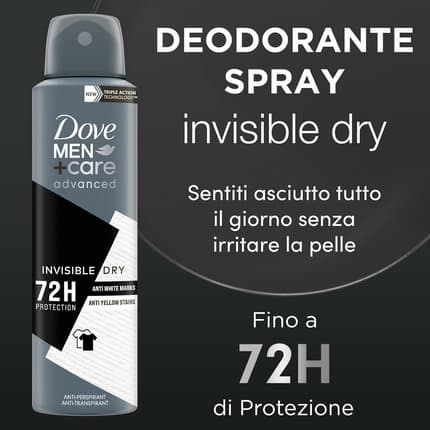 Dove + Care Invisible Dry Advanced Care Deodorant with 1/4 Moisturizing Cream Moisturizing and Stain-Repellent Formula Protection for up to 72 Hours Cedarwood Déodorant (Déo) Homme 150ml - Maison des fragrances