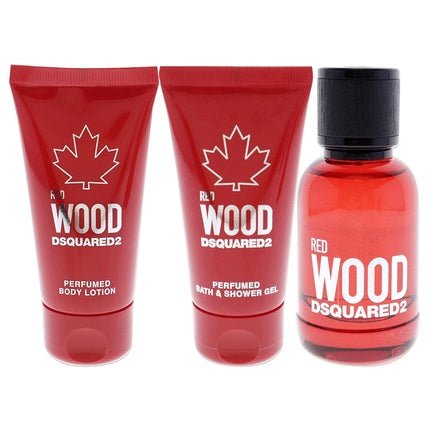 Dsquared2 Red Wood , Body Lotion, Bath and Shower Gel 3 Piece Gift Set Coffret (Coffret) Femme 50ml - Maison des fragrances