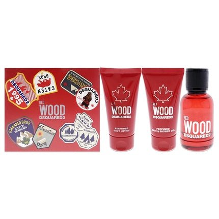 Dsquared2 Red Wood , Body Lotion, Bath and Shower Gel 3 Piece Gift Set Coffret (Coffret) Femme 50ml - Maison des fragrances