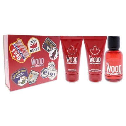 Dsquared2 Red Wood , Body Lotion, Bath and Shower Gel 3 Piece Gift Set Coffret (Coffret) Femme 50ml - Maison des fragrances