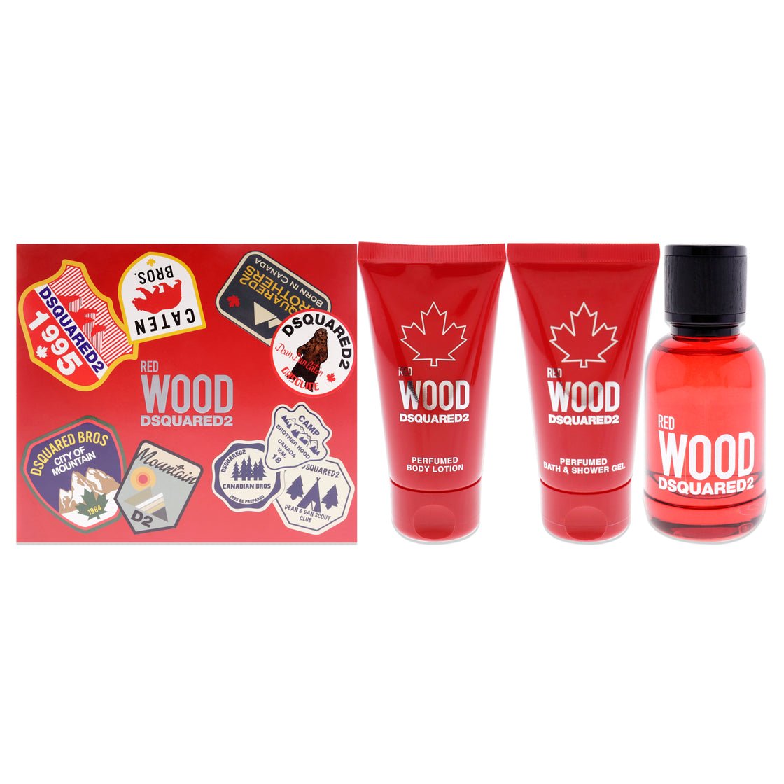 Dsquared2 Red Wood , Body Lotion, Bath and Shower Gel 3 Piece Gift Set Coffret (Coffret) Femme 50ml - Maison des fragrances