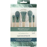 EcoTools Elements Limited Edition Super - Natural Face Makeup Brush Set for Face Cheek and Eye Makeup 5 Piece Set Green - Maison des fragrances
