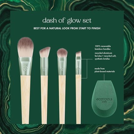 EcoTools Limited Edition Dash of Glow Kit Makeup Brush and Makeup Sponge Kit for Foundation and Eyeshadow Eco - Friendly Makeup Tools Cruelty - Free 5 Piece Gift Set - Maison des fragrances
