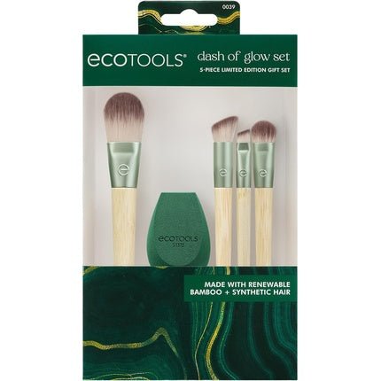 EcoTools Limited Edition Dash of Glow Kit Makeup Brush and Makeup Sponge Kit for Foundation and Eyeshadow Eco - Friendly Makeup Tools Cruelty - Free 5 Piece Gift Set - Maison des fragrances