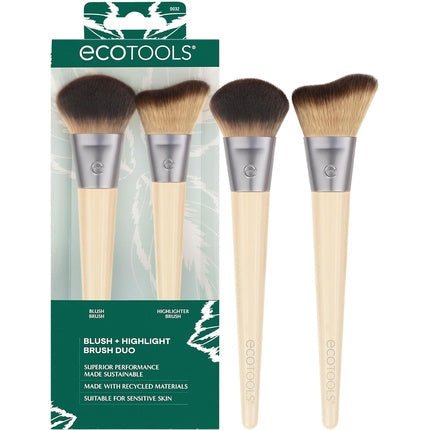EcoTools New Natural Blush & Highlight Duo Face Makeup Brushes for Powder Makeup Vegan & Cruelty - Free - Maison des fragrances