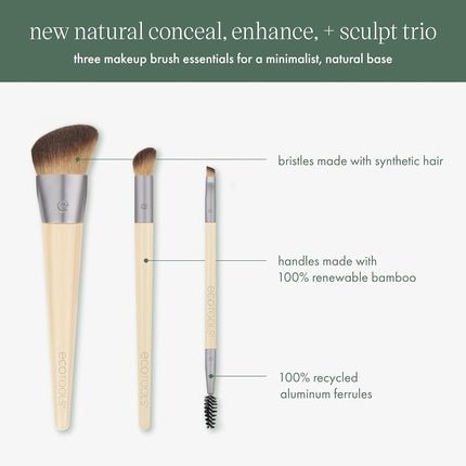 EcoTools New Natural Conceal Enhance & Sculpt Trio Makeup Brushes 3 Piece Set - Maison des fragrances