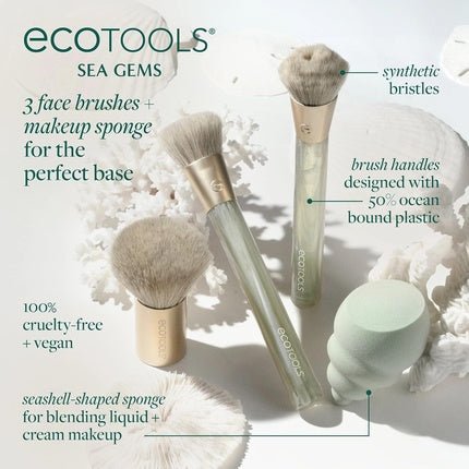 Ecotools Sea Gems Face Makeup Brush & Sponge Kit - 4 Piece Set - Maison des fragrances