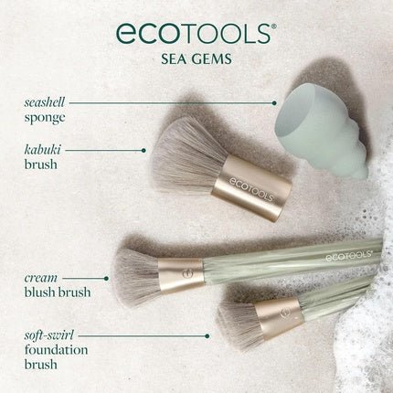 Ecotools Sea Gems Face Makeup Brush & Sponge Kit - 4 Piece Set - Maison des fragrances
