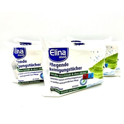 Elina Aloe Vera Makeup Remover Facial Cleansing Wipes 20 Wipes - Maison des fragrances