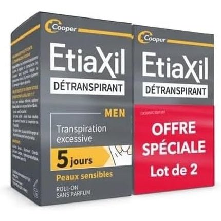 Etiaxil Antiperspirant Sensitive Skin Roll-On - Pack of 2 Déodorant (Déo) Homme 15ml - Maison des fragrances