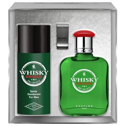 Evaflor Whisky Origin And Clip Deodorant Set Eau de Toilette 100oz Unisexe - Maison des fragrances
