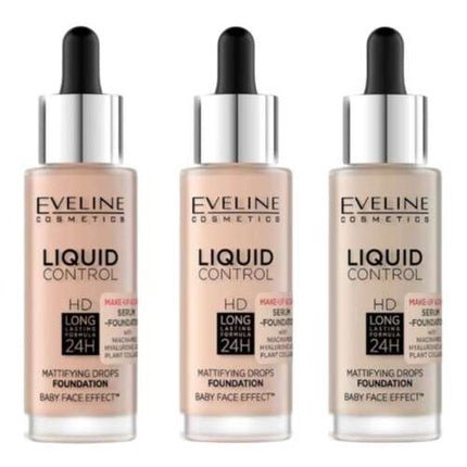 Eveline Liquid Control Hd Mattifying Drops Foundation 003 Ivory Beige 32ml - Maison des fragrances