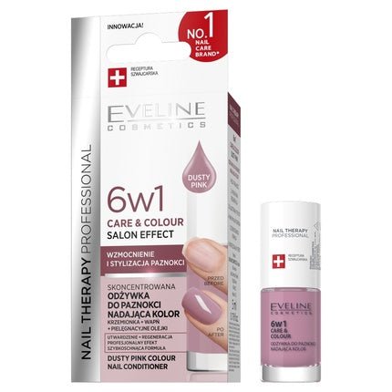 Eveline Nail Therapy 6 In 1 Care & Colour Concentrated Nail Treatment Dusty Pink 5ml - Maison des fragrances