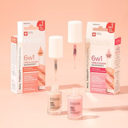 EVELINE Nail Therapy KRISTALLKLAR 6in1 Shimmer Pink - Maison des fragrances