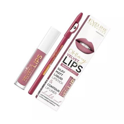 Eveline Oh My Lips Liquid Matte Lipstick & Contour Lip Liner 4.5ml In 13 Brownie Biscotti - Maison des fragrances