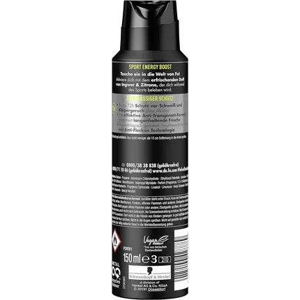 FA Sport Energy Boost Anti-Perspirant Deodorant with Refreshing Scent Déodorant (Déo) Homme 150ml - Maison des fragrances