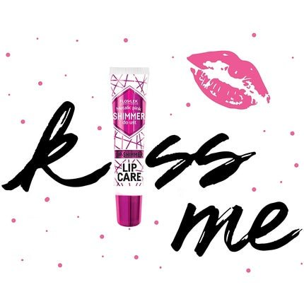 FLOSLEK Lip Shimmer Gloss Metallic Pink 10g Full and Shiny Effect Contains 7 Natural Oils Argan Oil Avocado and Rosemary Moisturizing Glitter Diamond Lipstick with 3D Effect Glamor Style - Maison des fragrances