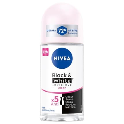 Nivea Black & White Invisible Clear Roll-On Antiperspirant Déodorant (Déo) Mixte 50ml