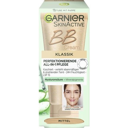 Garnier SkinActive BB Cream All - in - 1 Day Cream with Hyaluronic Acid and Aloe Vera SPF 15 Classic Medium 50ml - Maison des fragrances