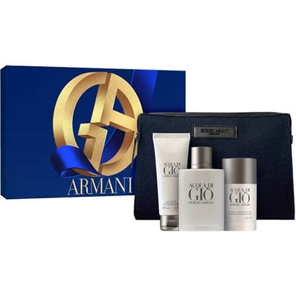 Giorgio Armani Acqua Di Gio - With Shower Gel , Deodorant , And Cosmetic Bag Coffret (Coffret) Homme 100ml - Maison des fragrances