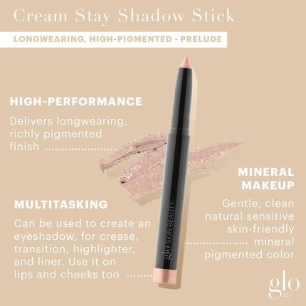 Glo Skin Beauty Cream Stay Shadow Stick Prelude Multi - Purpose Eyeshadow Mineral Makeup 12 Hours of Wear - Maison des fragrances