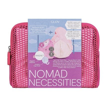 GLOV Travel Set for Women 4 in 1 Skincare and Haircare Makeup Remover Towels Microfiber + Hair Turban Hair Towel + Magnet Cleanser Soap + Hook + Cosmetic Bag Travel Gift Set - Maison des fragrances