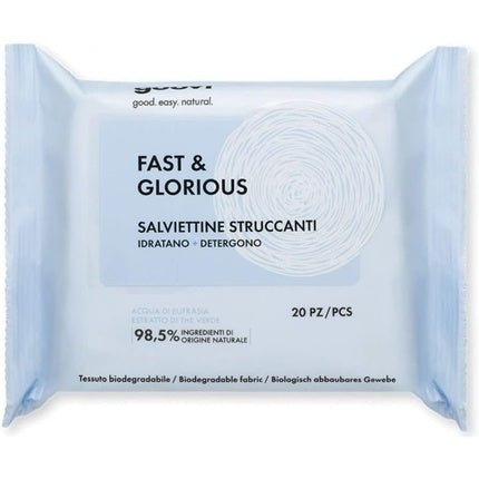 Goovi Fast and Glorious Hydrating + Cleansing Makeup Remover Wipes 20 Pieces - Maison des fragrances