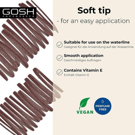 GOSH 2 in 1 Kohl Eyeliner and Kajal Makeup Pencil with Vitamin E - Espresso - Vegan and Perfume Free - Maison des fragrances